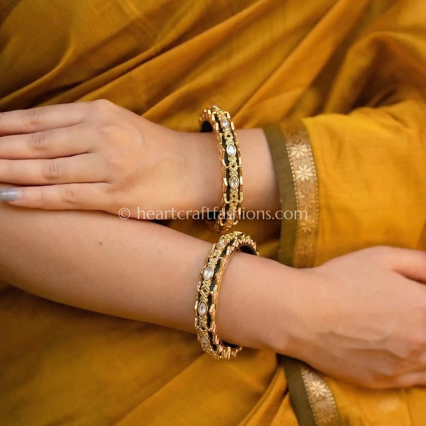 Handmade Black Wooden Moissanite Sleek Bangles