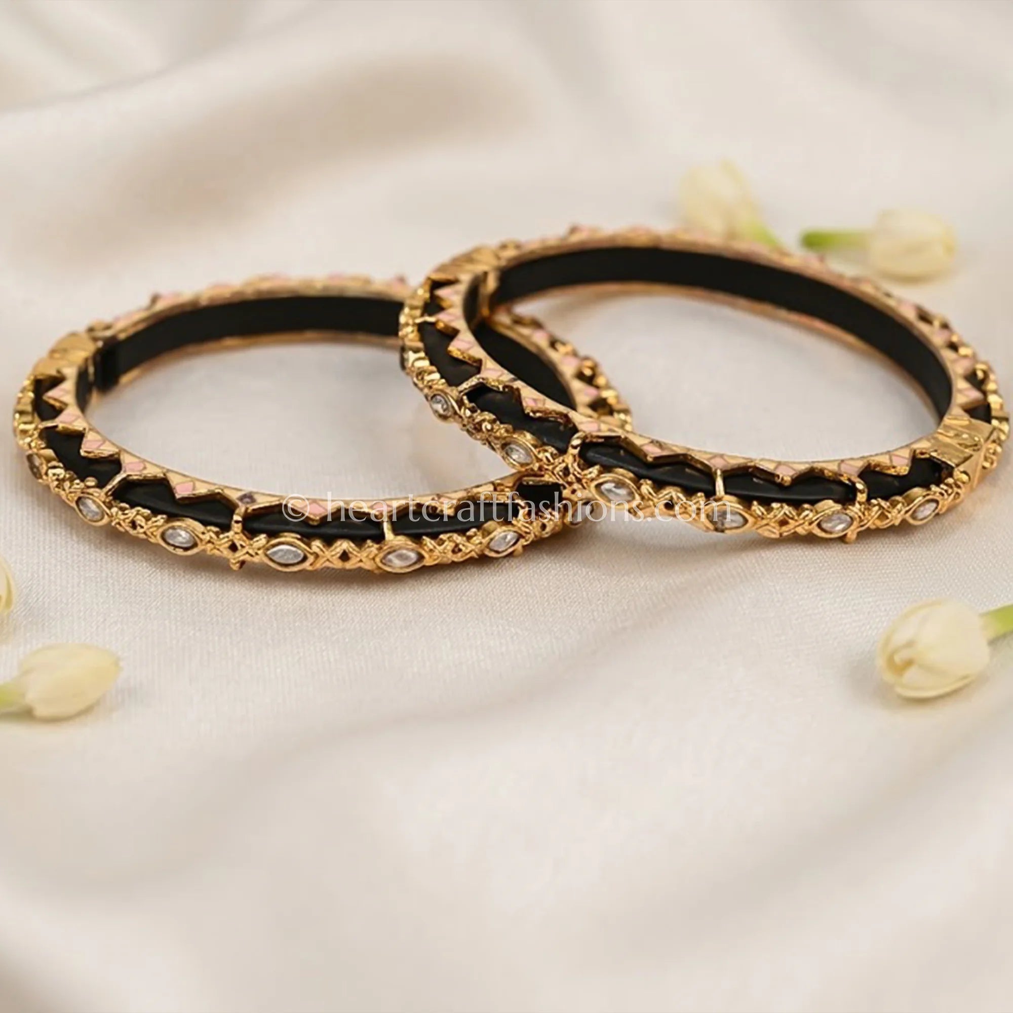 Handmade Black Wooden Moissanite Sleek Bangles