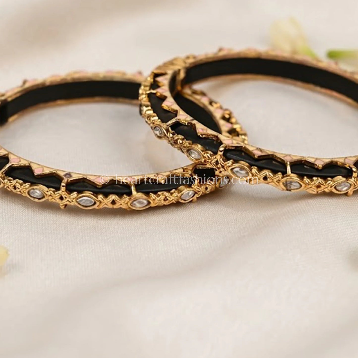 Handmade Black Wooden Moissanite Sleek Bangles