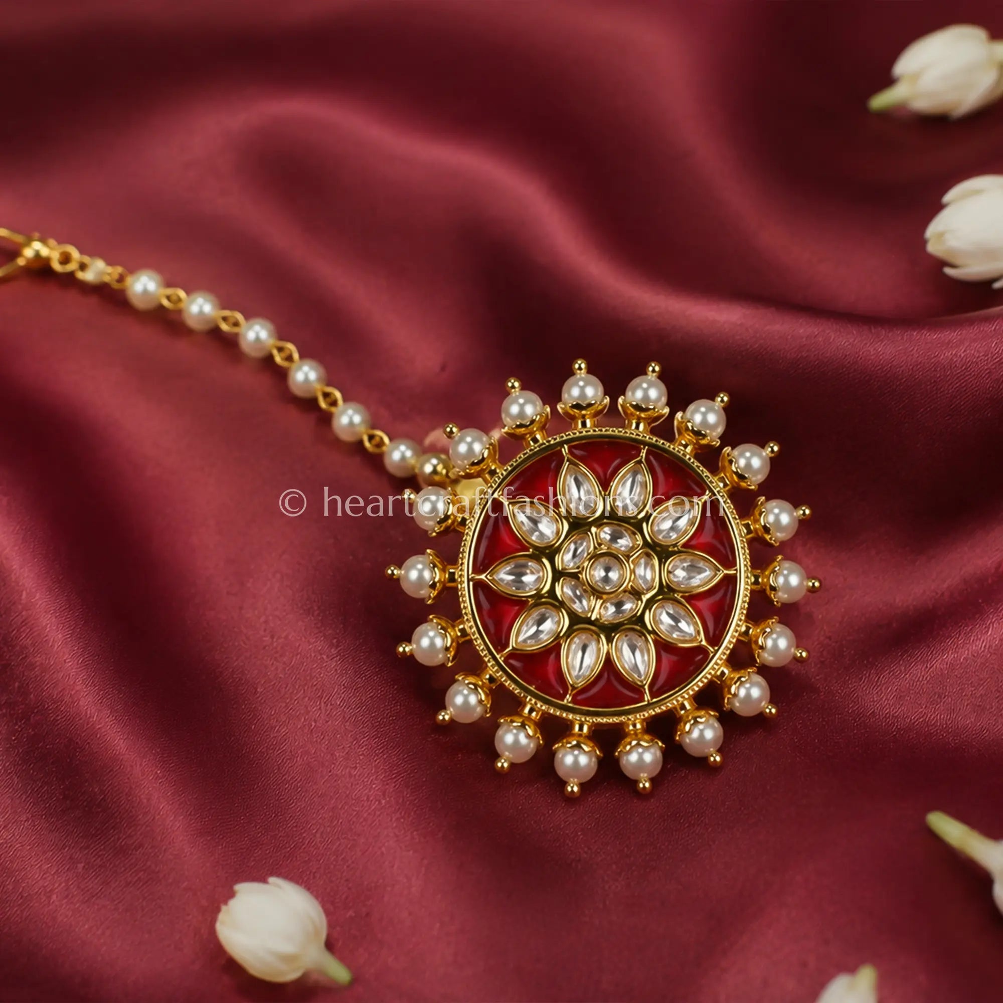 Heritage AC Crimson Flora Kundan & Pearl Borla
