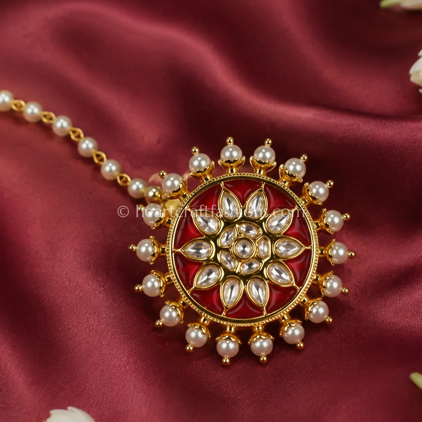 Heritage AC Crimson Flora Kundan & Pearl Borla