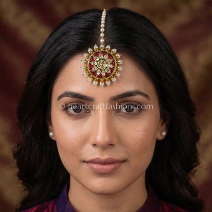 Heritage AC Crimson Flora Kundan & Pearl Borla