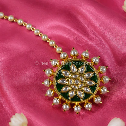 Heritage AC Emerald Flora Kundan & Pearl Borla