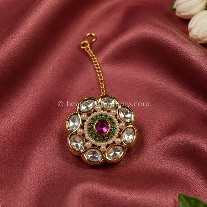 Heritage Floral Emerald & Ruby Kundan Borla
