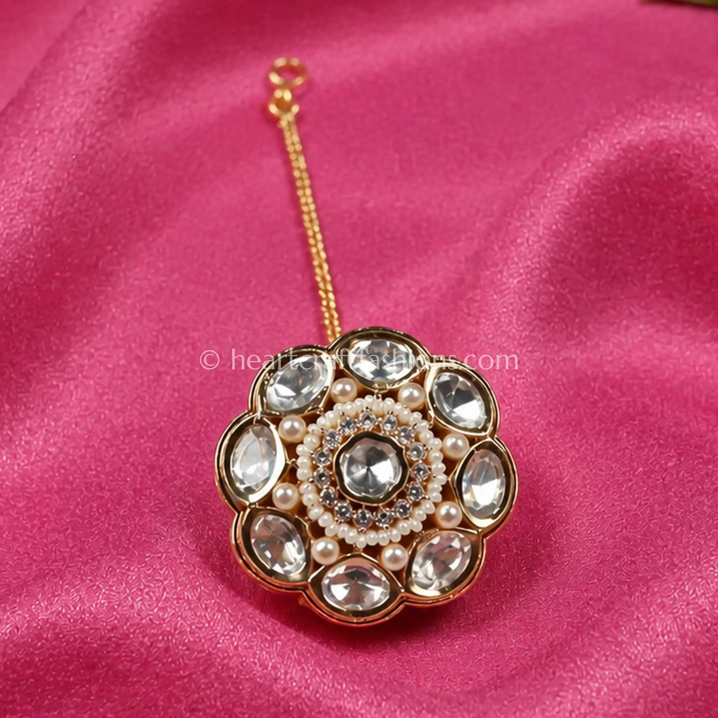 Heritage Floral Petal Kundan & Pearl Borla