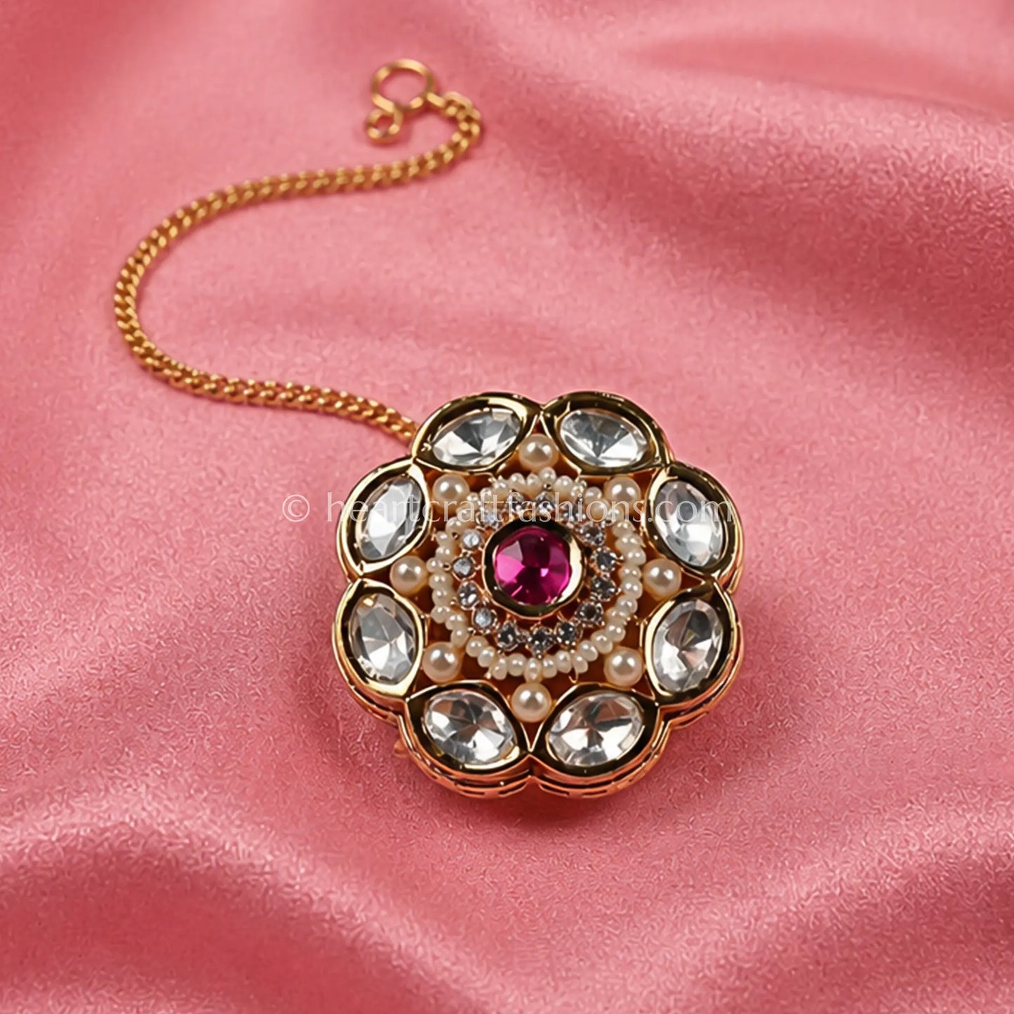 Heritage Floral Ruby Kundan & Pearl Borla