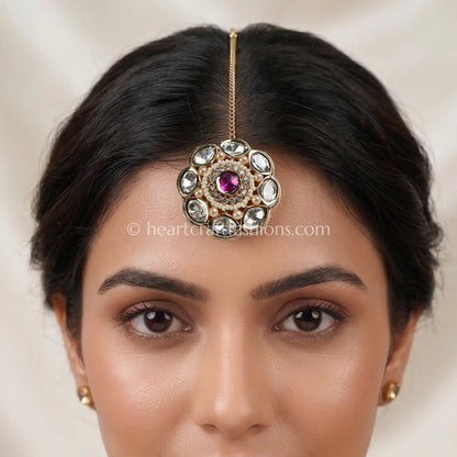 Heritage Floral Ruby Kundan & Pearl Borla