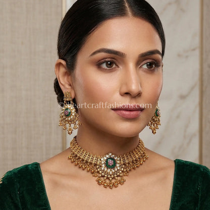 Heritage Kundan Emerald Choker Set