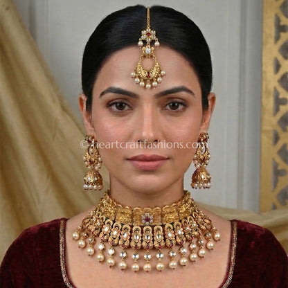 Heritage Lakshmi Sunehri Kundan Bridal Choker Set