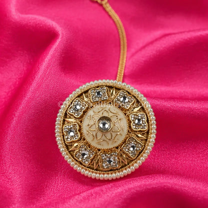 Heritage Off-White Meenakari & Gold Filigree Borla