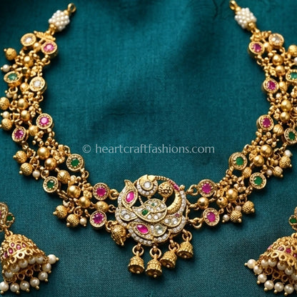 Heritage Pachi Kundan Floral Choker Set