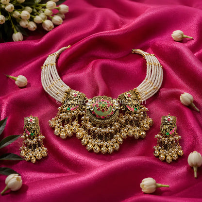 Heritage Pachi Kundan Multi-Strand Pearl Choker Set