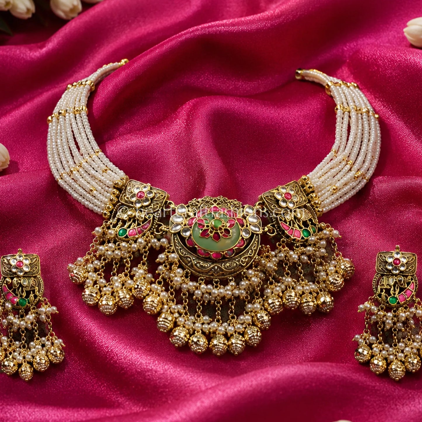 Heritage Pachi Kundan Multi-Strand Pearl Choker Set