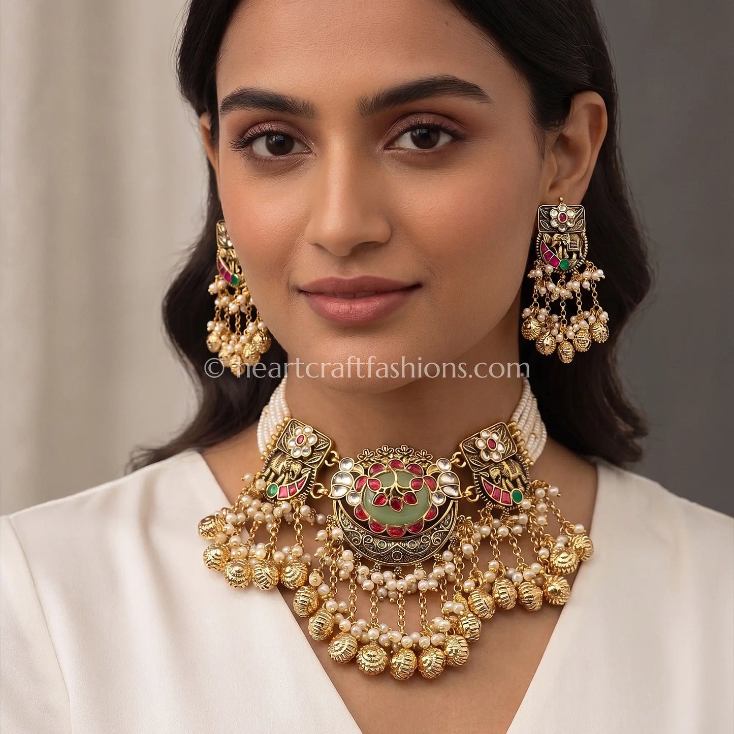 Heritage Pachi Kundan Multi-Strand Pearl Choker Set