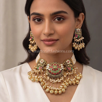Heritage Pachi Kundan Multi-Strand Pearl Choker Set