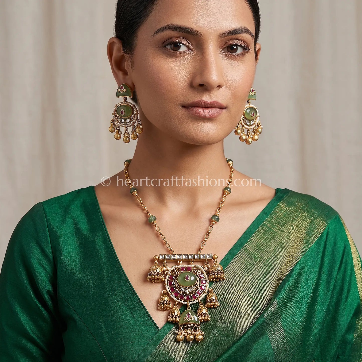 Heritage Pachi Kundan Pendant Set