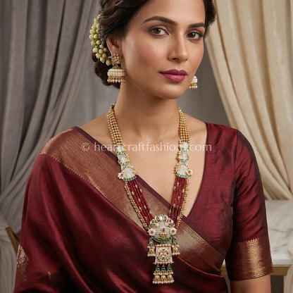 Heritage Rajwadi Kundan Ruby Beaded Long Necklace