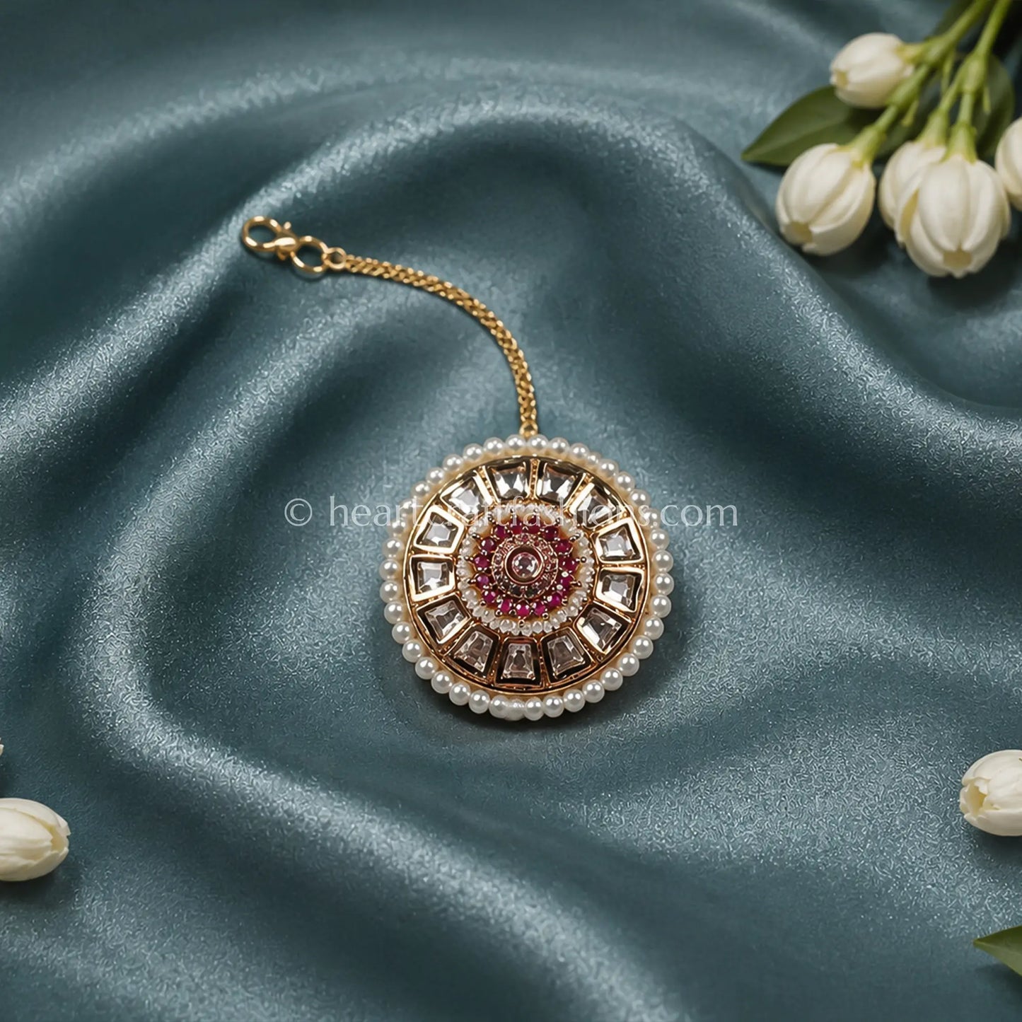 Heritage Ruby Kundan & Pearl Borla