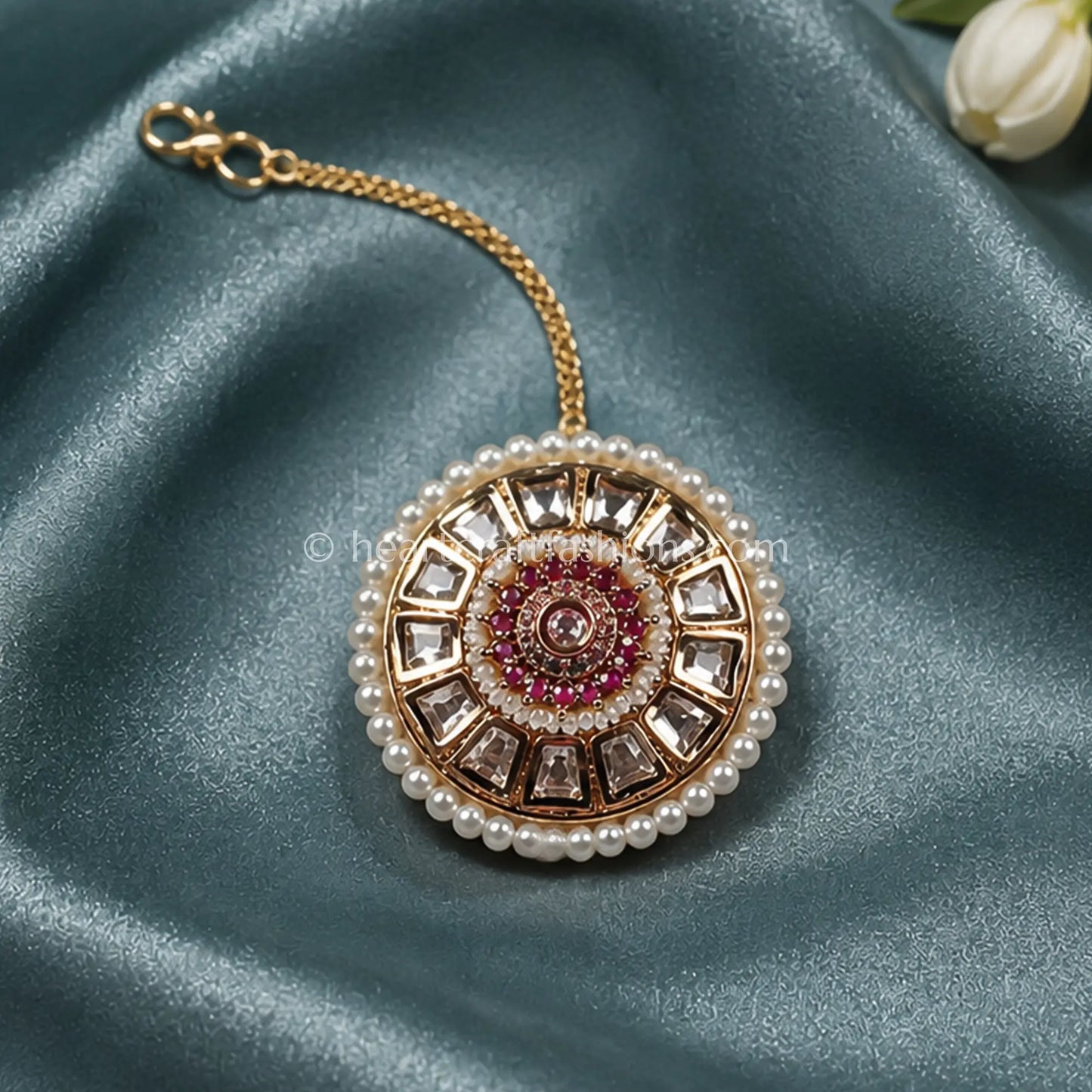 Heritage Ruby Kundan & Pearl Borla