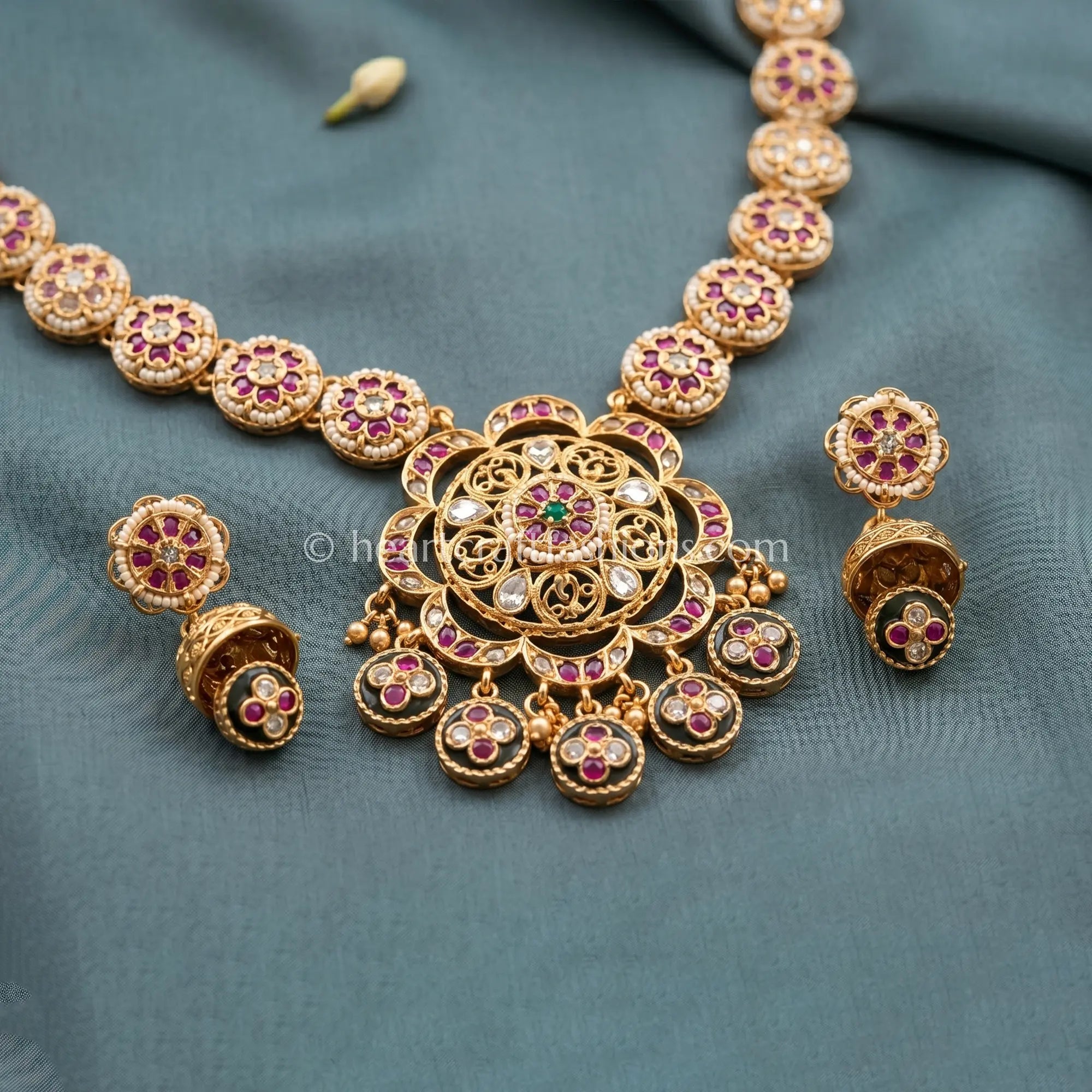Heritage Floral Ruby Kundan Necklace
