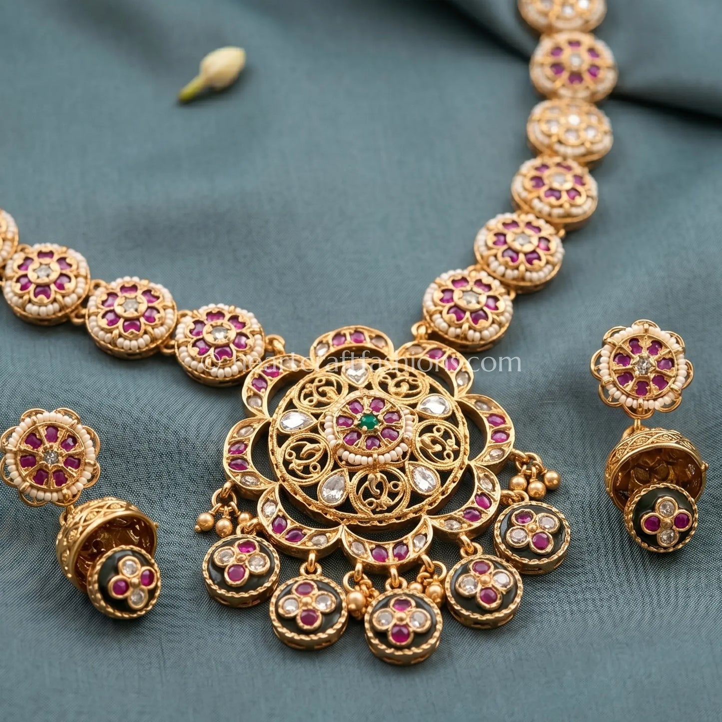Heritage Floral Ruby Kundan Necklace