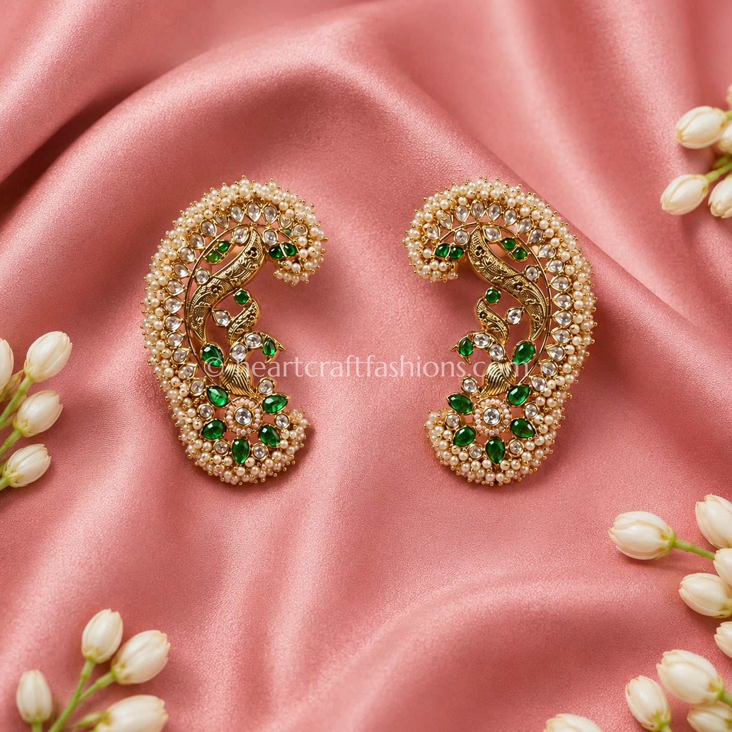 Heritage Jadau Peacock Ear Cuffs