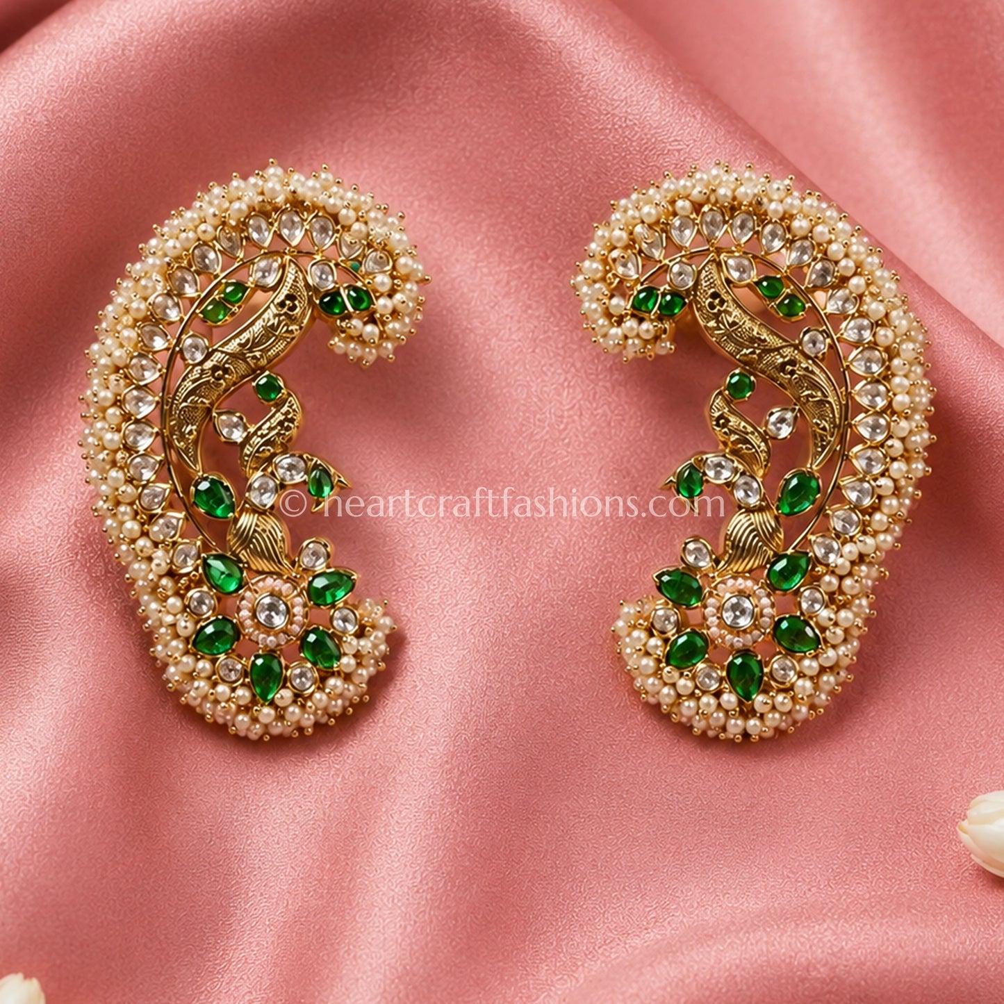Heritage Jadau Peacock Ear Cuffs