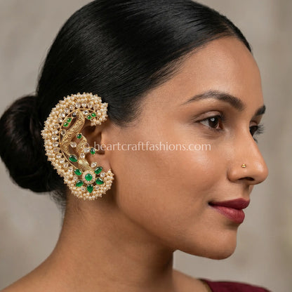Heritage Jadau Peacock Ear Cuffs