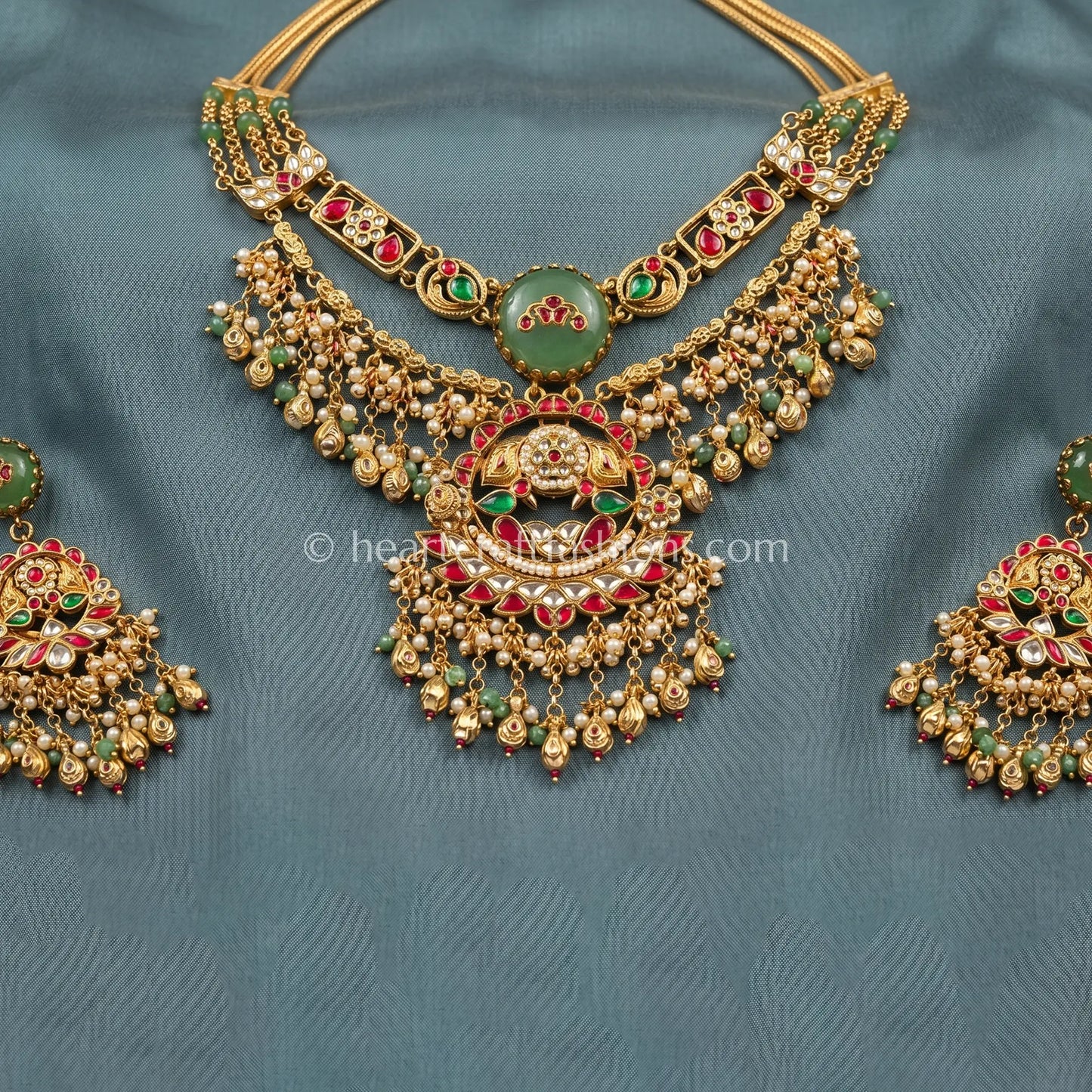 Heritage Pachi Kundan Chand Layered Necklace Set
