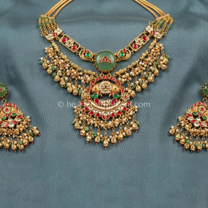 Heritage Pachi Kundan Chand Layered Necklace Set