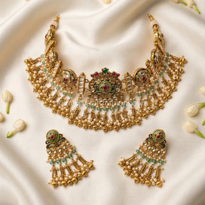 Heritage Pachi Kundan Pearl Drop Choker Set