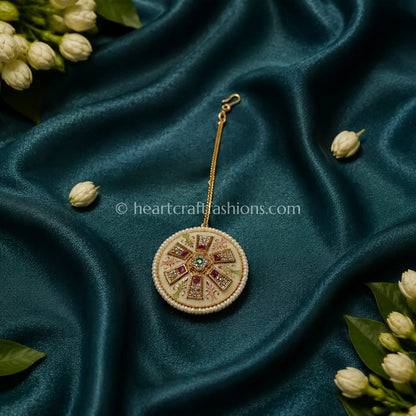 Heritage Rajwadi off white pearl bordered Borla