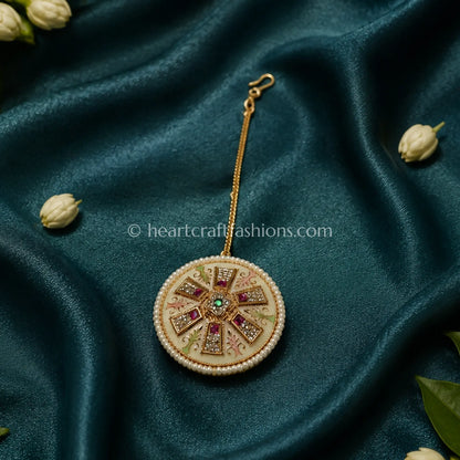 Heritage Rajwadi off white pearl bordered Borla