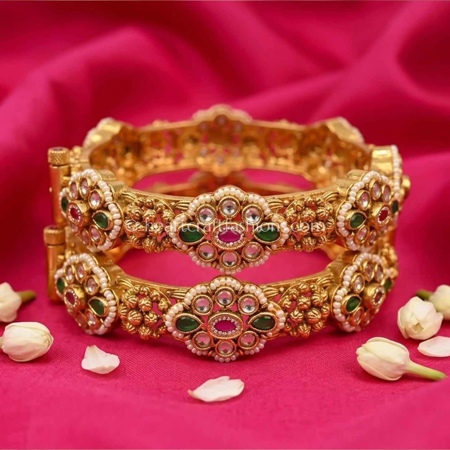 Heritage Ruby Emerald Kundan Sleek Patla