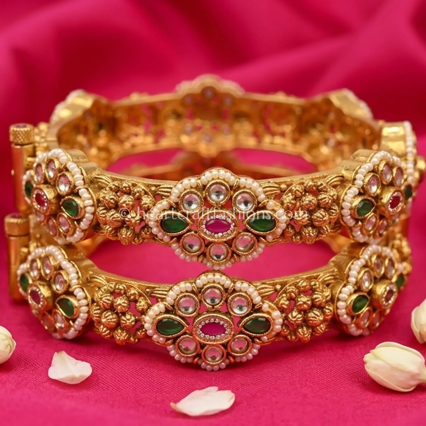 Heritage Ruby Emerald Kundan Sleek Patla