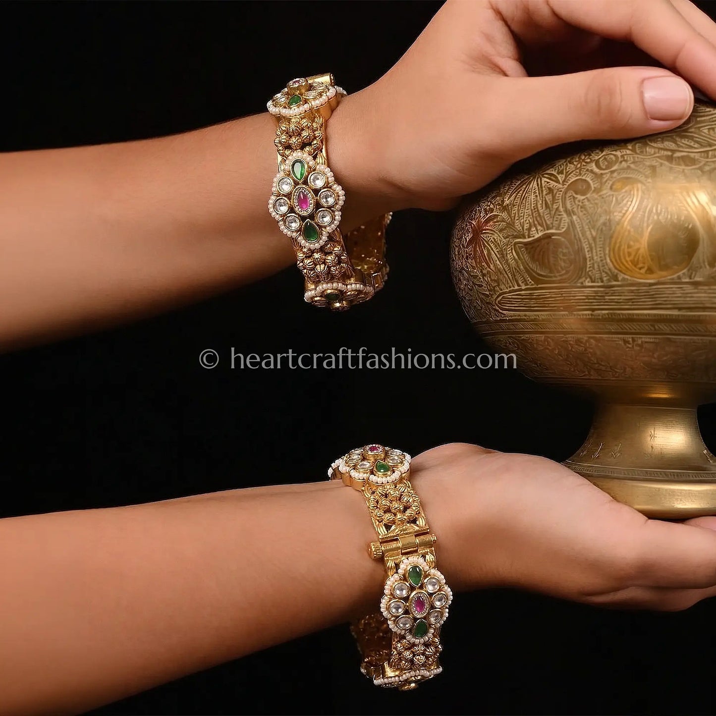 Heritage Ruby Emerald Kundan Sleek Patla