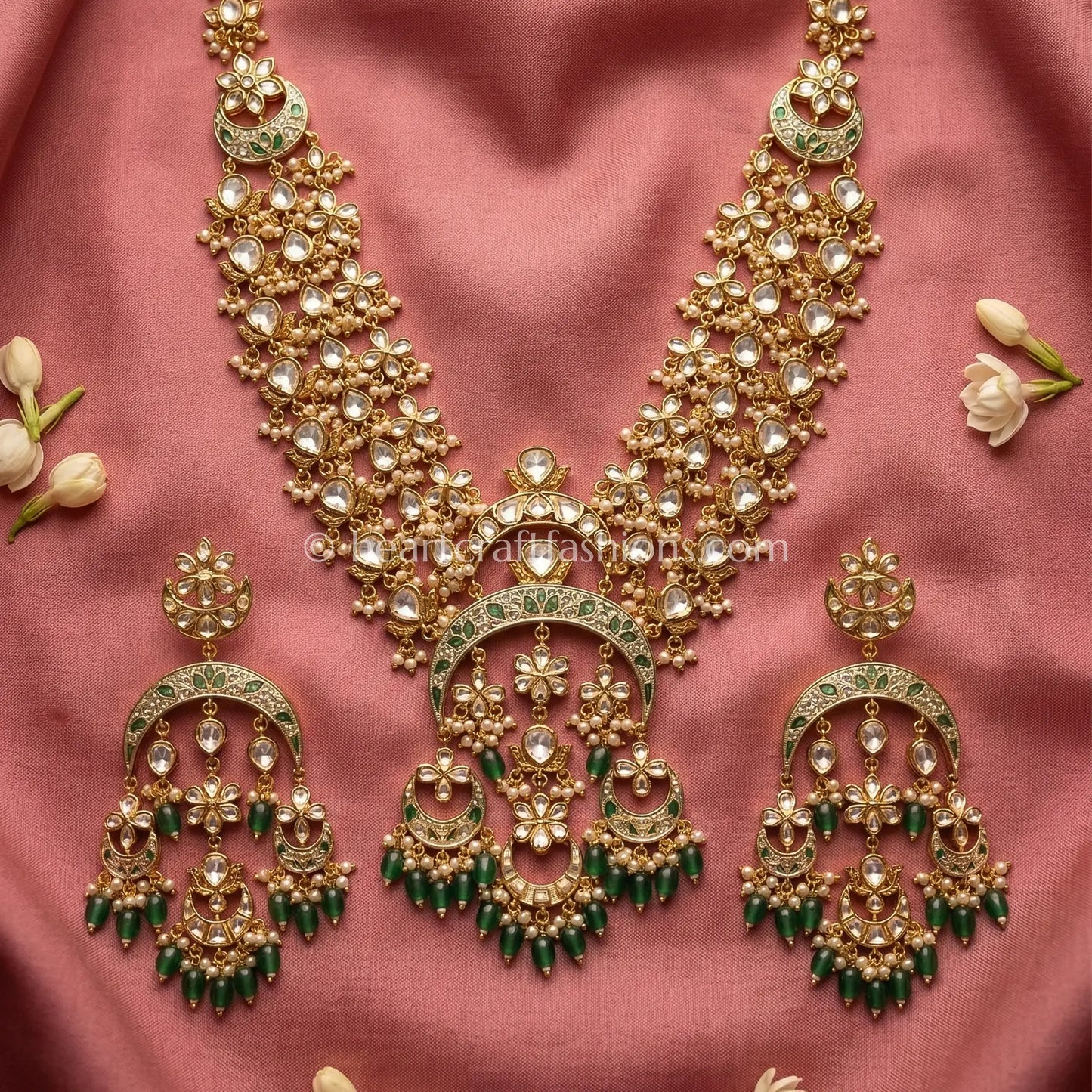 Imperial Emerald Sunehri Kundan Statement Necklace