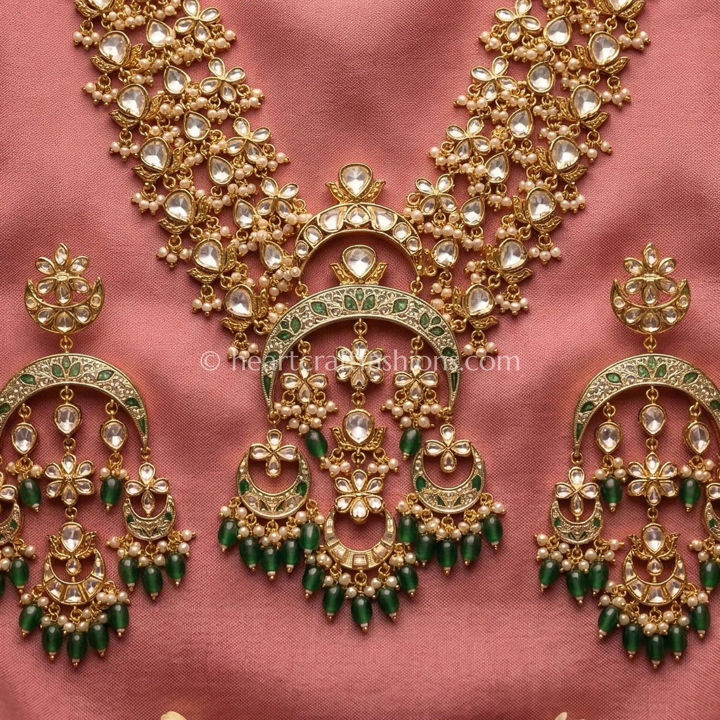Imperial Emerald Sunehri Kundan Statement Necklace