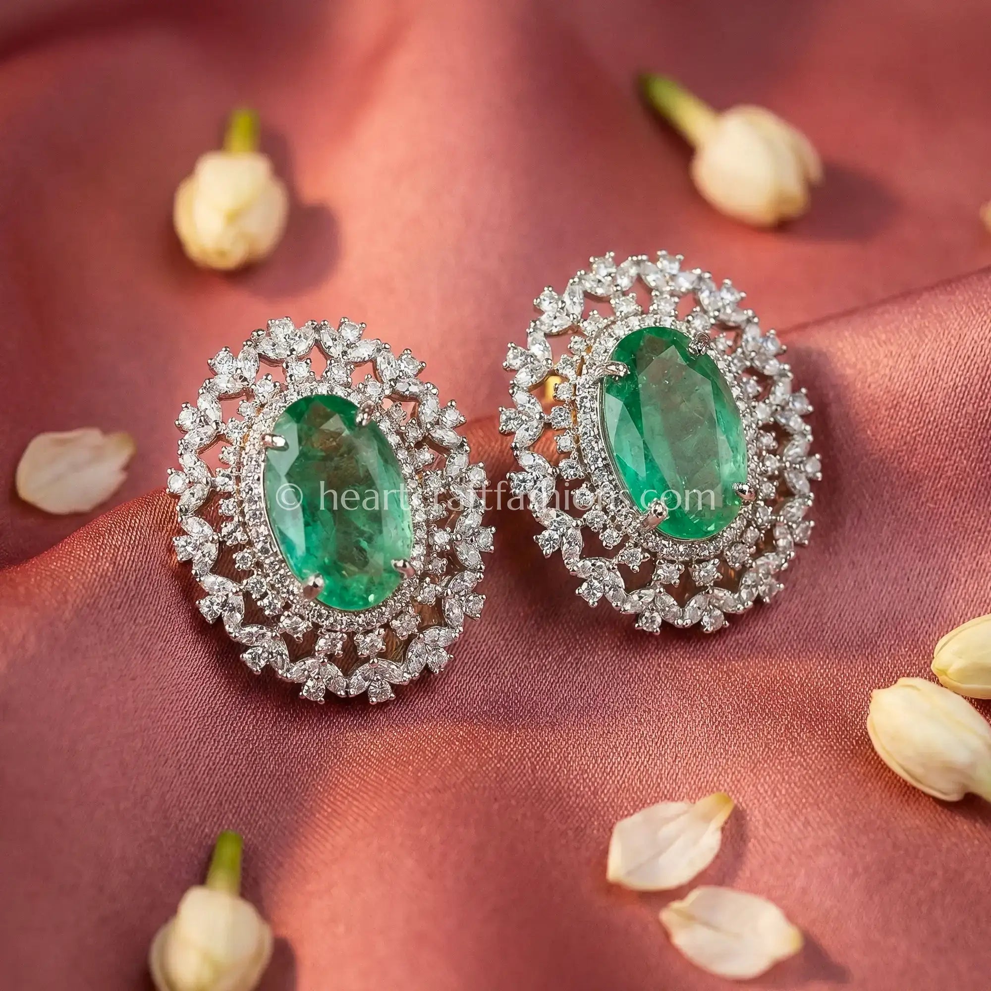 Ira Zircon Halo Stud Earrings – Mint Green