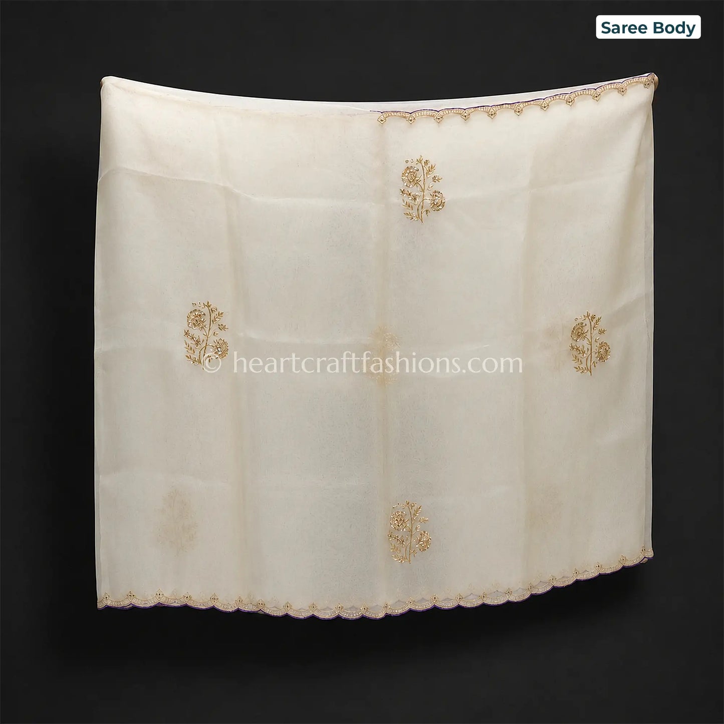 Ivory Grace Organza Kolkata Handwork Saree