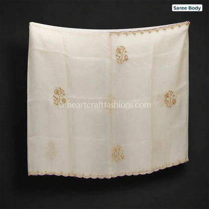 Ivory Grace Organza Kolkata Handwork Saree
