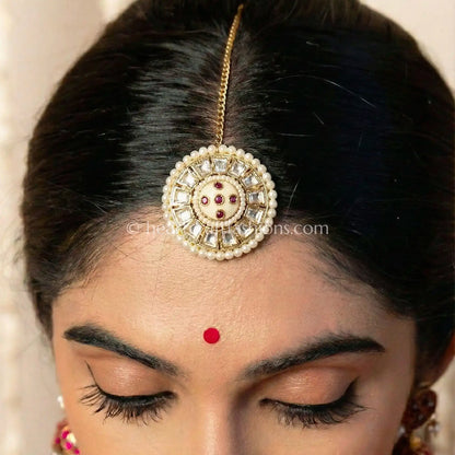 Ivory Ruby Pearl Sunheri Kundan Borla