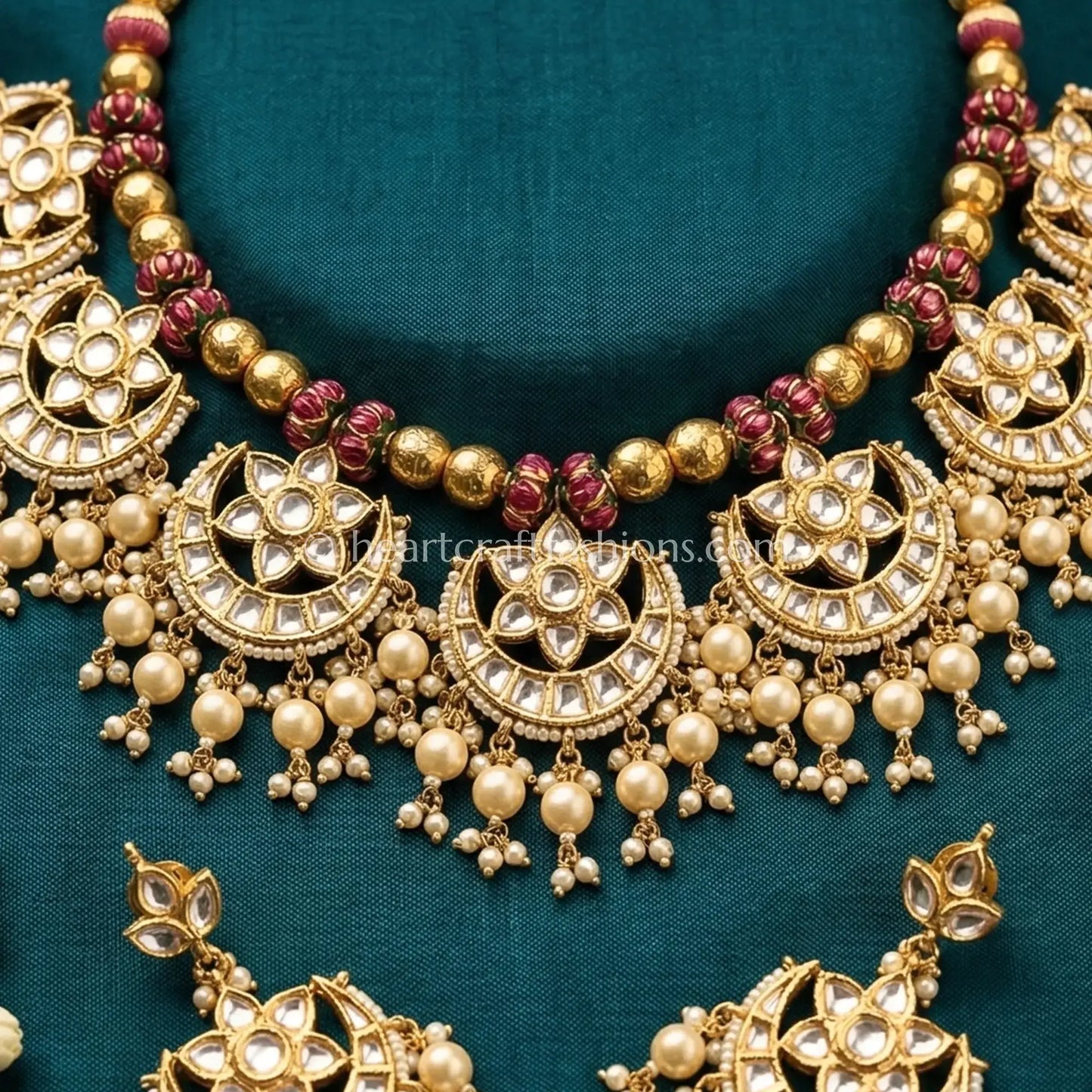 Jadau Pachi Pink & Pearl Traditional Necklace Set
