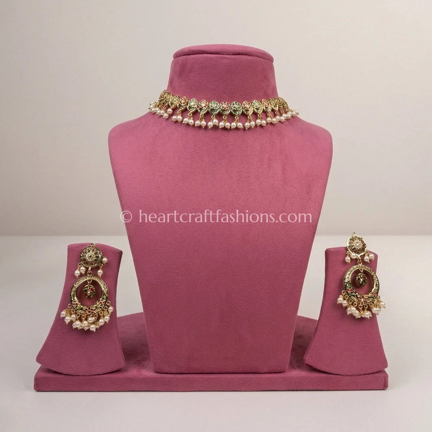 Jadau Pearl Fringe Choker Set
