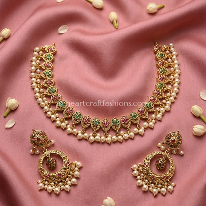Jadau Pearl Fringe Choker Set