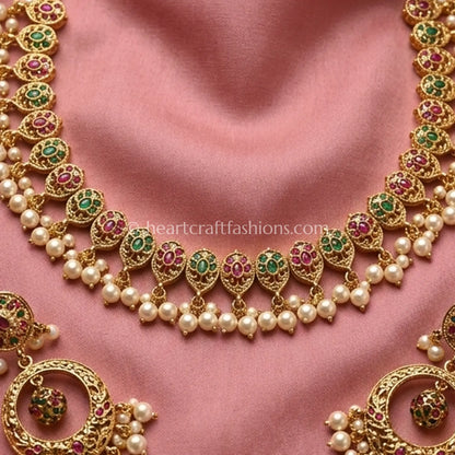 Jadau Pearl Fringe Choker Set