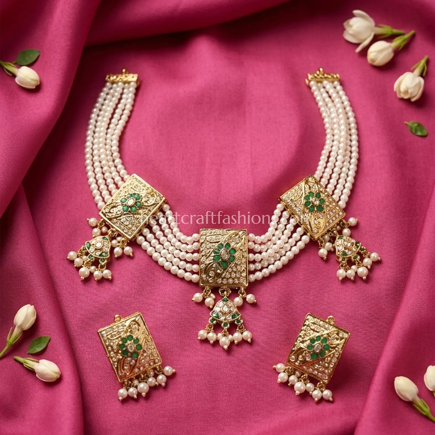 Jadau Pearl Panel Choker Set