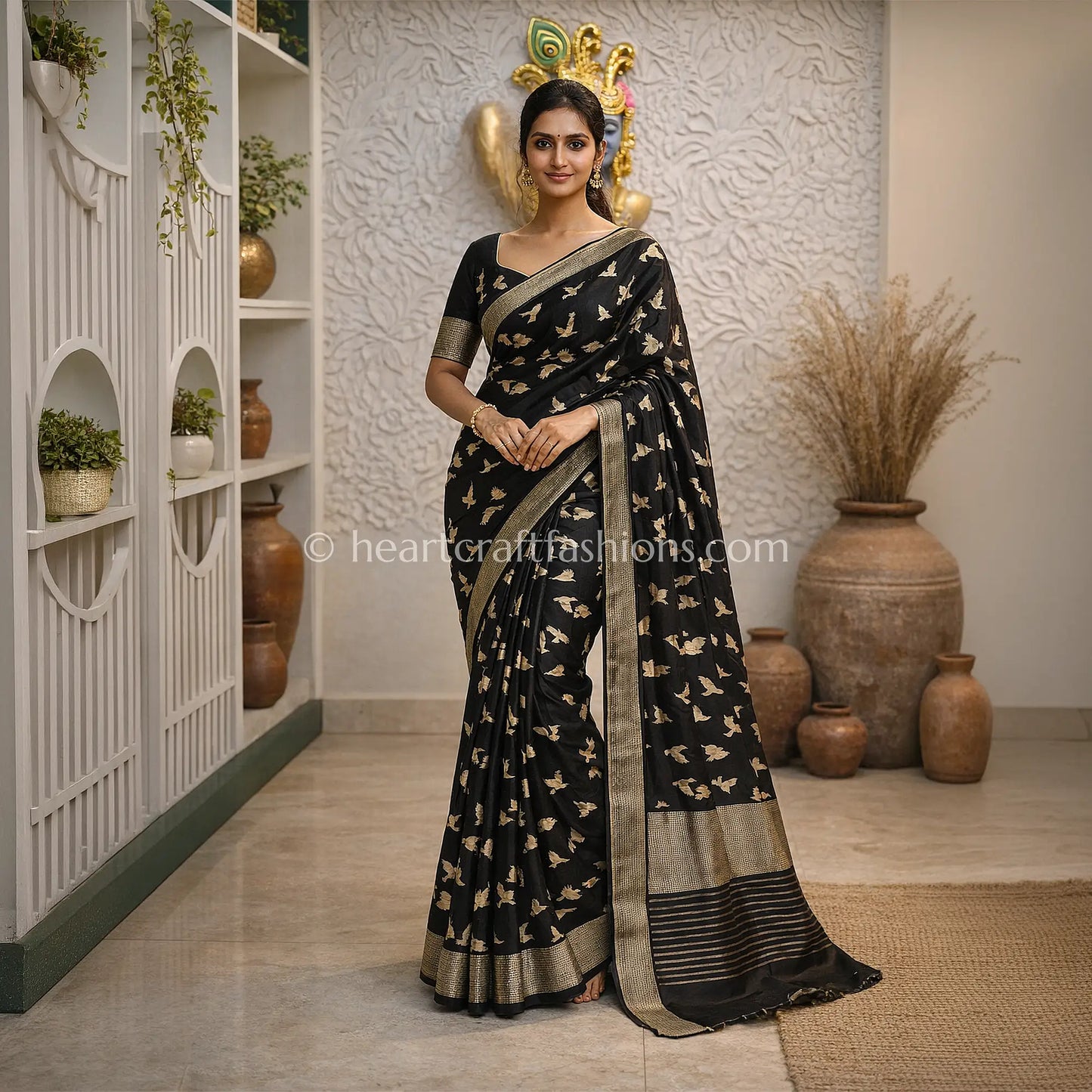 Kali Hansa Banarasi Katan Silk Saree