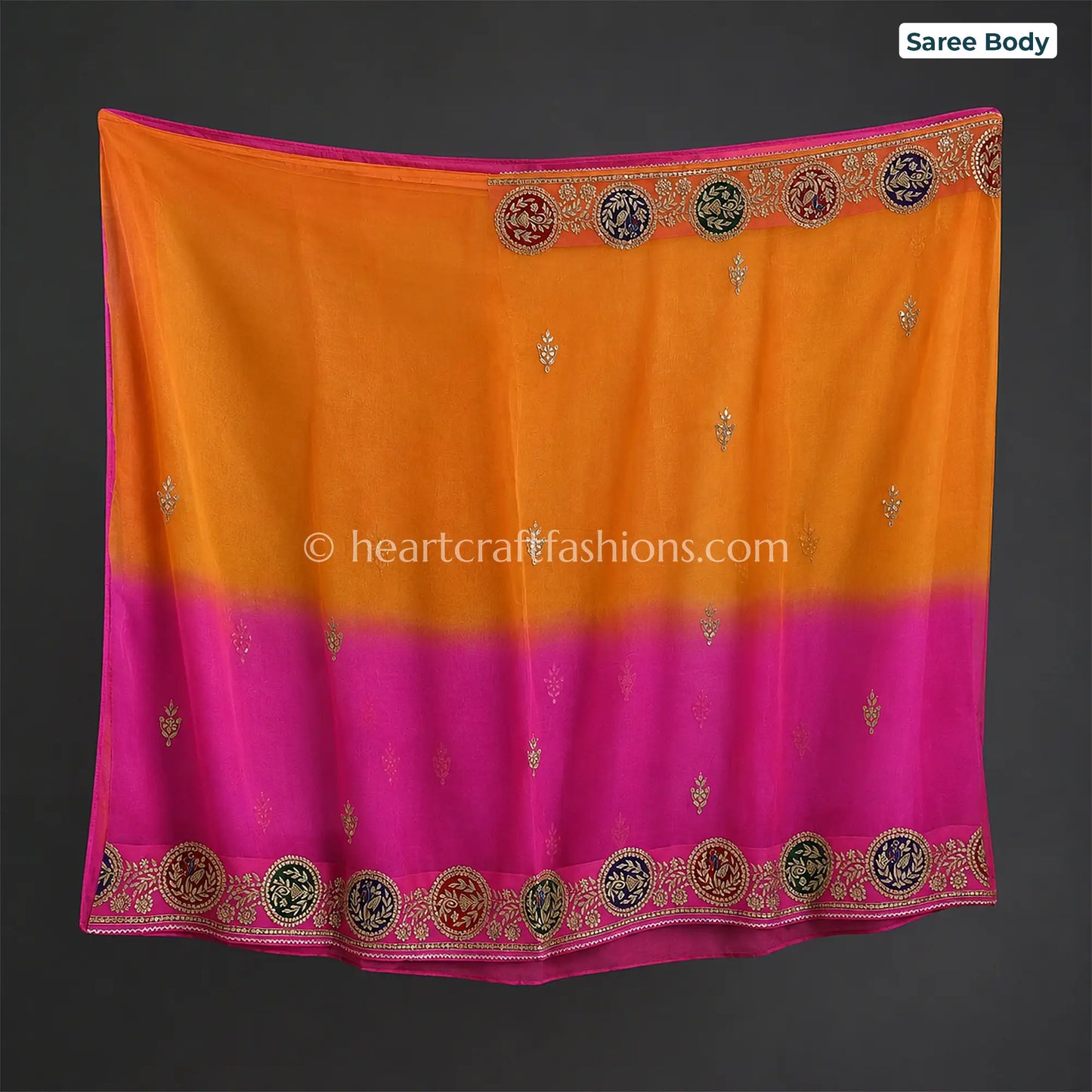 Kesar Rani Ombre Kora Silk Gota Patti Saree