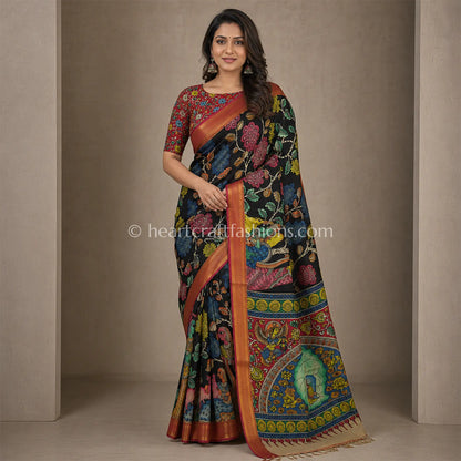 Krishna Kalamkari Bangalore Silk Saree